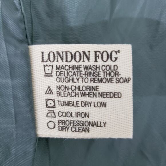 London Fog Removable Hood Windbreaker Trench Jacket Zip Up XL Sage Green - Picture 12 of 12